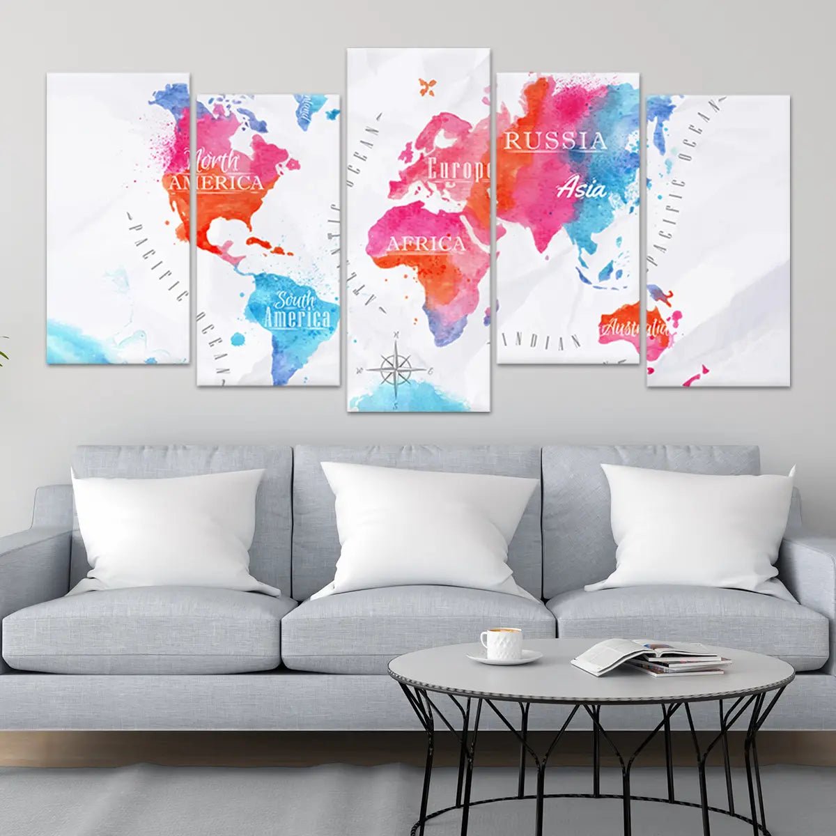 Continents World Map Wall Art-Stunning Canvas Prints