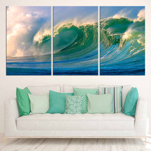 Dynamic ocean wave canvas art with high-definition surf photography.