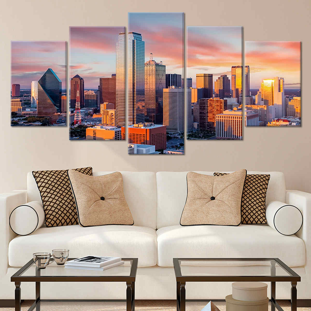 Dallas Skyline At Sunset Wall Art Canvas-Stunning Canvas Prints