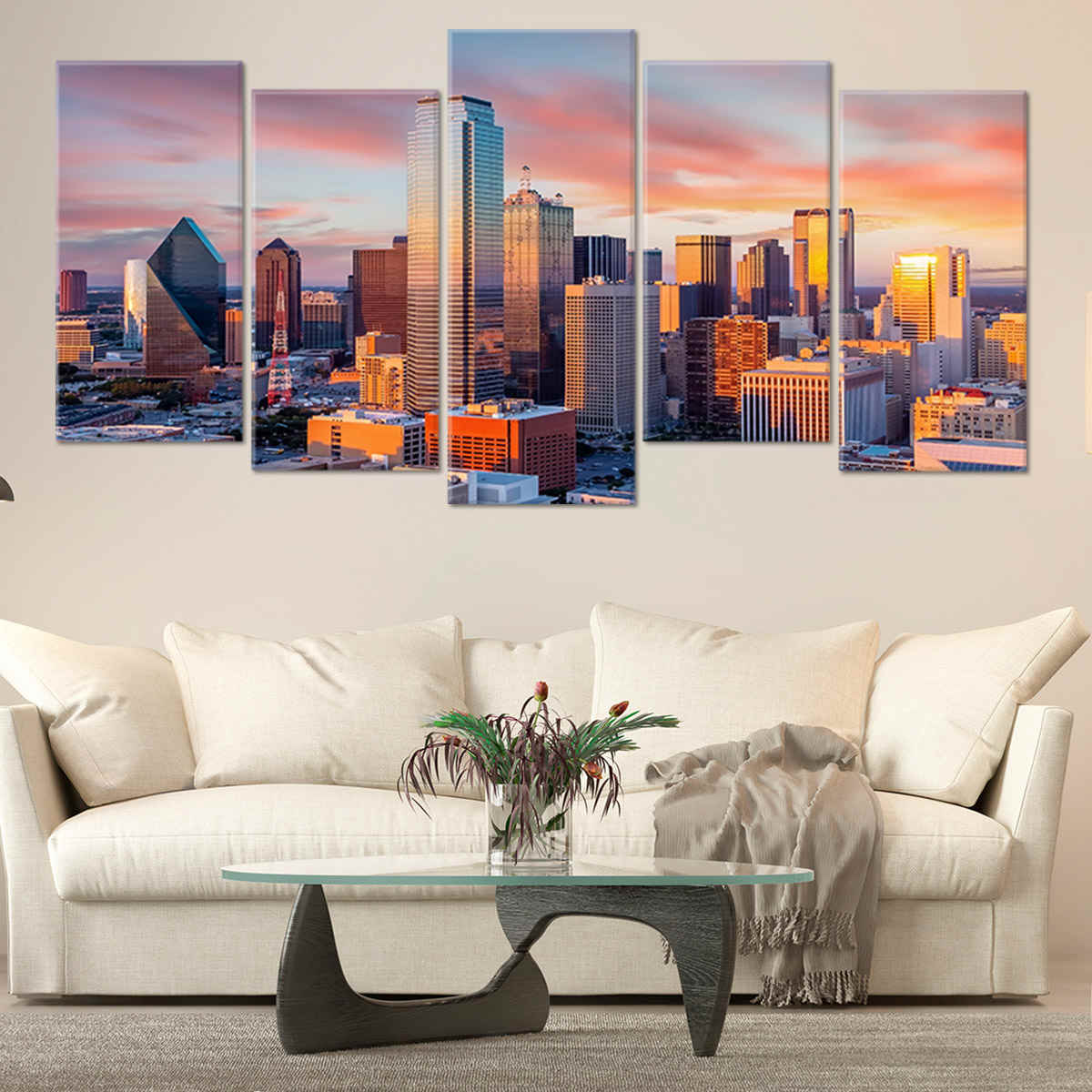 Dallas Skyline At Sunset Wall Art Canvas-Stunning Canvas Prints
