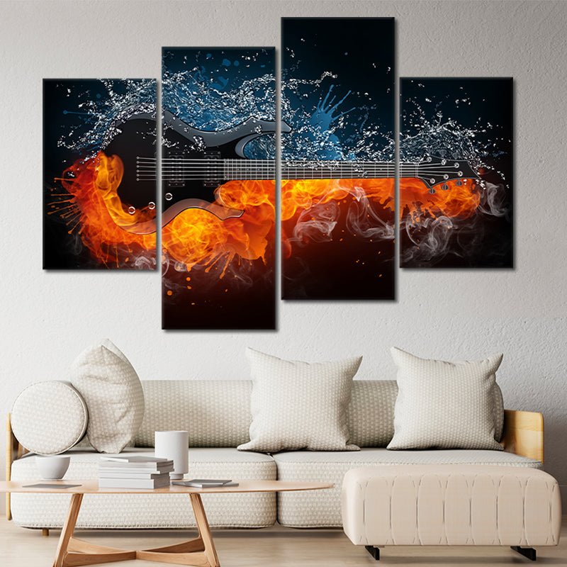 Flaming Electric Guitar Wall Art Canvas Print-Stunning Canvas Prints