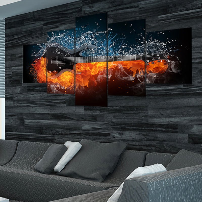 Flaming Electric Guitar Wall Art Canvas Print-Stunning Canvas Prints