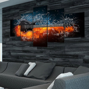 Flaming Electric Guitar Wall Art Canvas Print-Stunning Canvas Prints