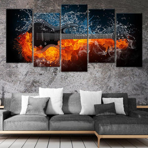 Flaming Electric Guitar Wall Art Canvas Print-Stunning Canvas Prints