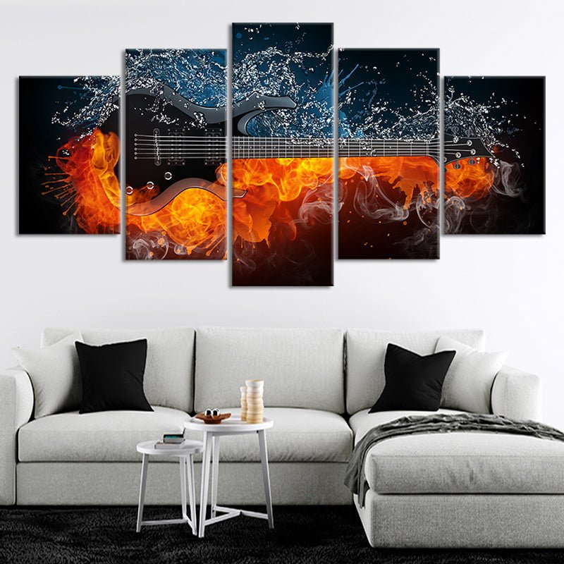 Flaming Electric Guitar Wall Art Canvas Print-Stunning Canvas Prints