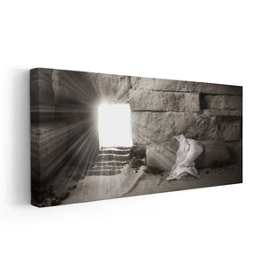 Empty Tomb Painting, Christian canvas prints, framed religious artwork, modern Christian art prints, spiritual canvas wall art, Jesus Christ artwork, inspirational Christian art.

