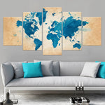 Fabric Textured World Map Wall Art-Stunning Canvas Prints