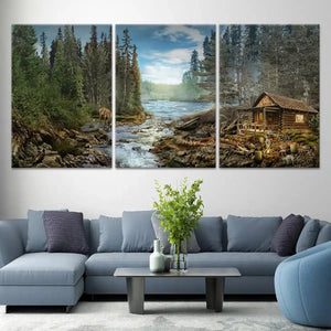 River Cabin Wall Art Canvas Print-Stunning Canvas Prints