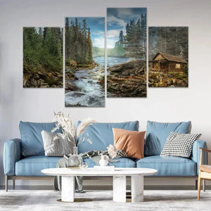 River Cabin Wall Art Canvas Print-Stunning Canvas Prints