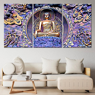 Gautama Buddha 3 piece wall art