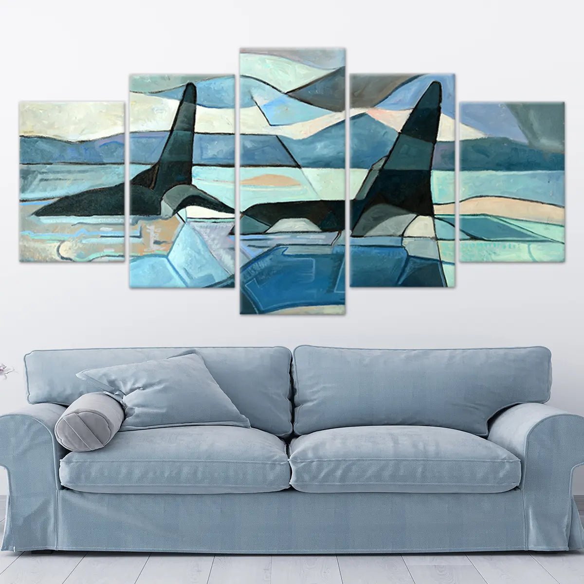 Geometric Orca Whales Wall Art Canvas-Stunning Canvas Prints