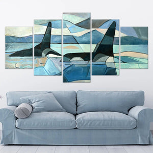 Geometric Orca Whales Wall Art Canvas-Stunning Canvas Prints