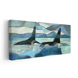 Geometric Orca Whales Wall Art Canvas-Stunning Canvas Prints