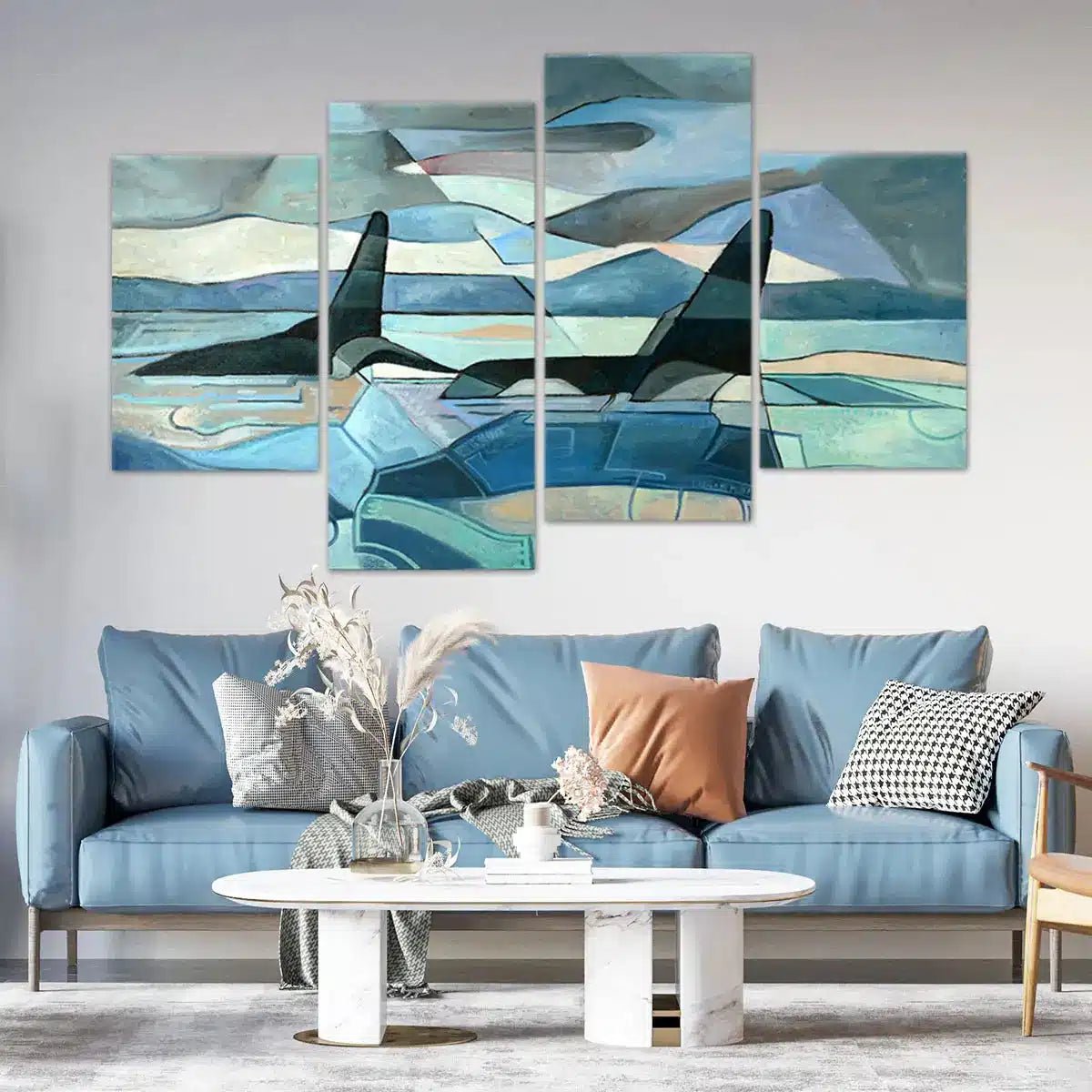 Geometric Orca Whales Wall Art Canvas-Stunning Canvas Prints