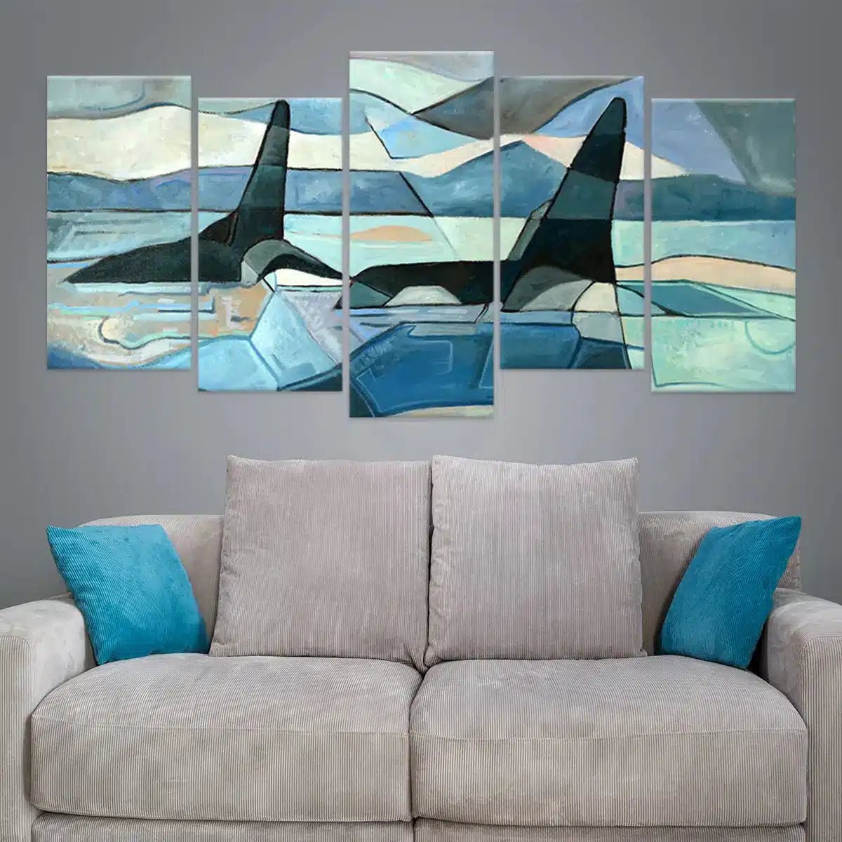 Geometric Orca Whales Wall Art Canvas-Stunning Canvas Prints