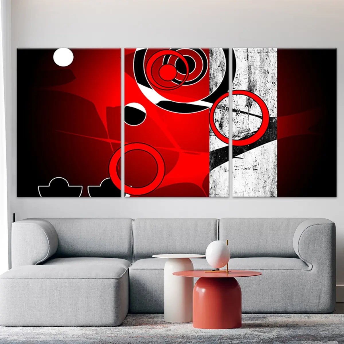 Geometric Round Red Shapes Wall Art-Stunning Canvas Prints