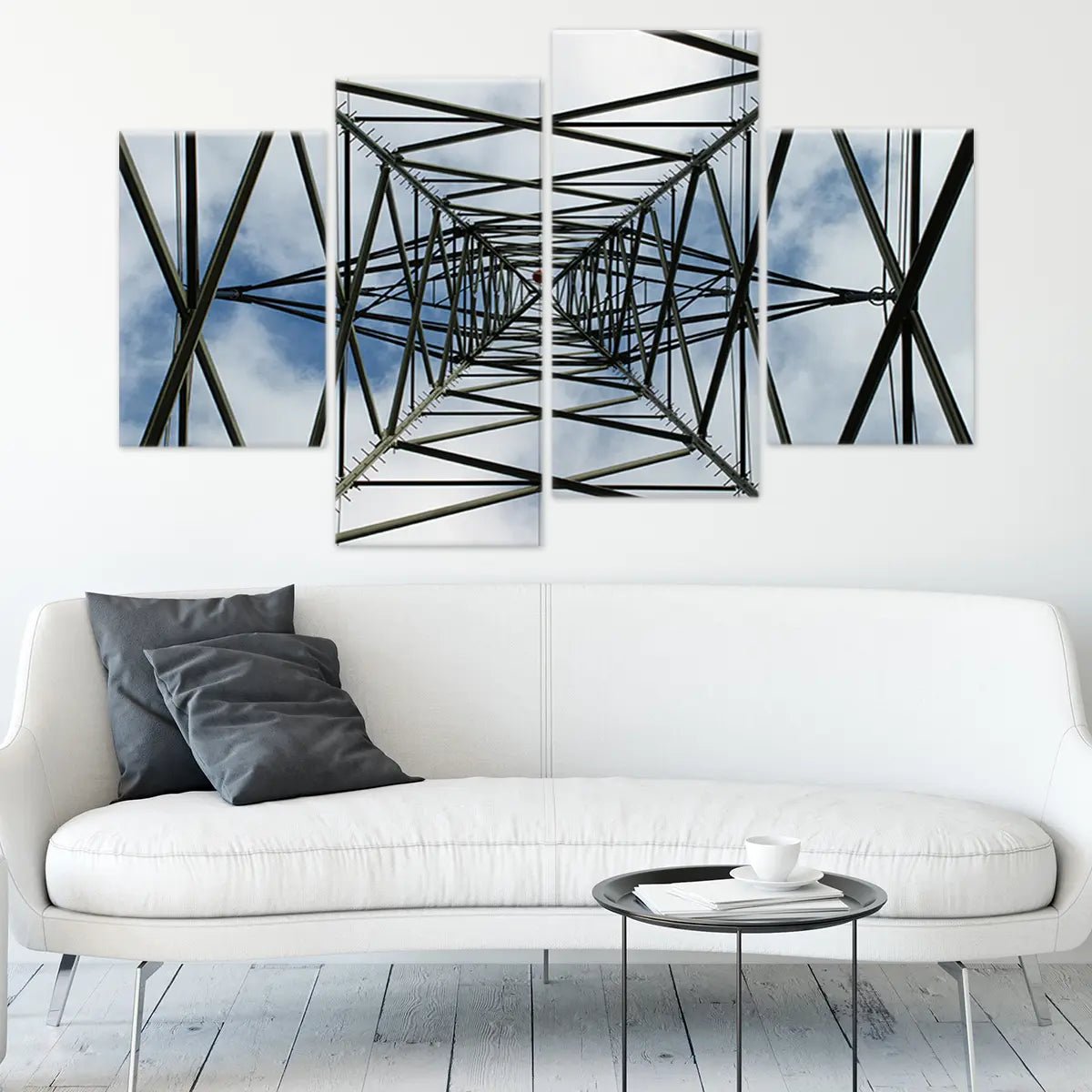 Dark Blue Luxury Geometric Wall Art Multi panel Canvas
