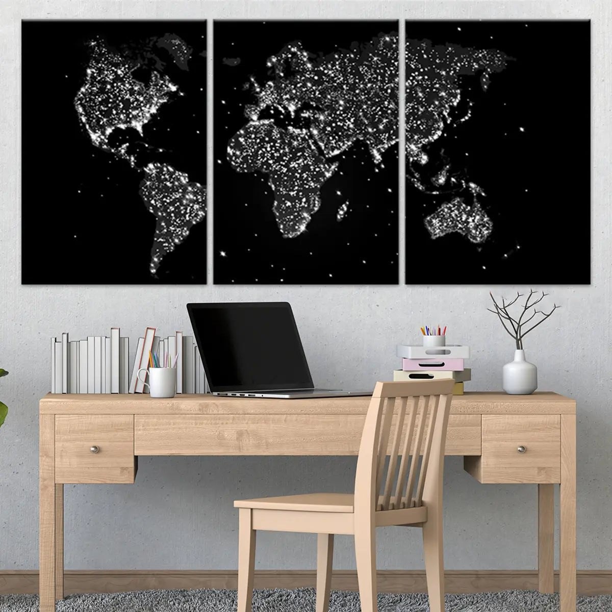 Glowing Dots World Map Wall Art-Stunning Canvas Prints