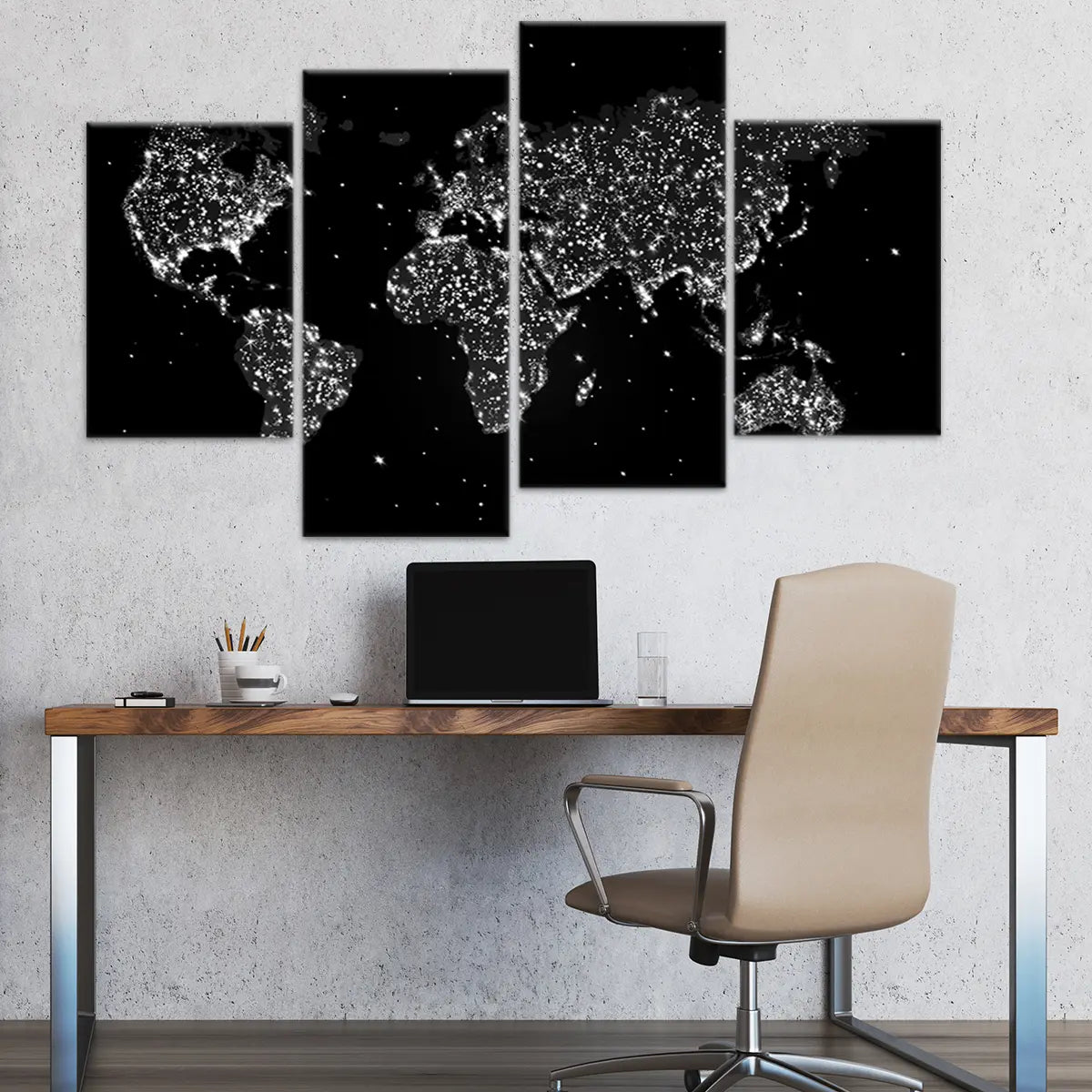 Night Lights World Map Wall Art-Stunning Canvas Prints