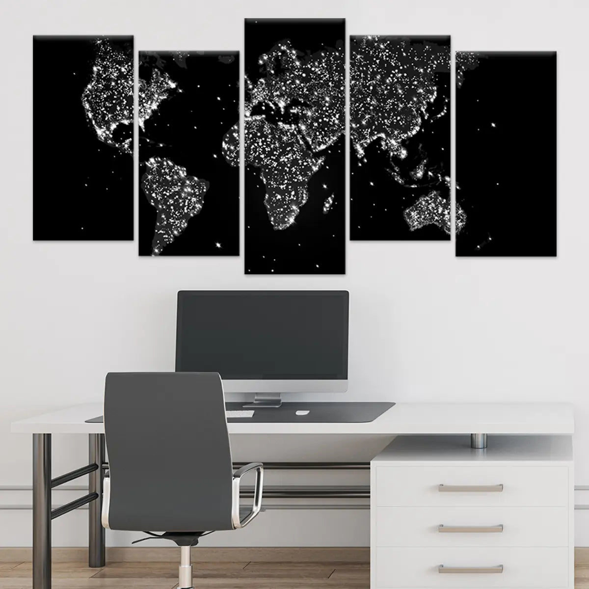 Night Lights World Map Wall Art-Stunning Canvas Prints
