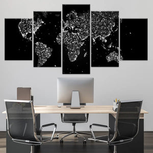 Night Lights World Map Wall Art-Stunning Canvas Prints