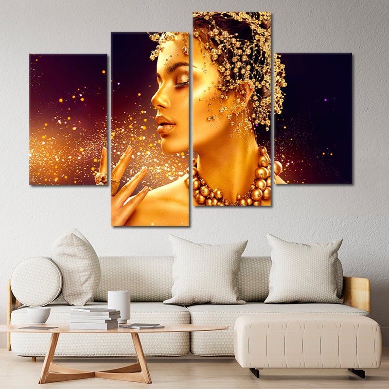 Gold Female Portrait Wall Art Canvas Print-Stunning Canvas Prints
