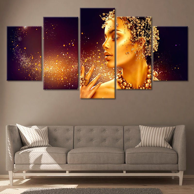 Gold Female Portrait Wall Art Canvas Print-Stunning Canvas Prints