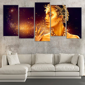 Gold Female Portrait Wall Art Canvas Print-Stunning Canvas Prints