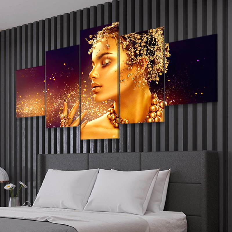 Gold Female Portrait Wall Art Canvas Print-Stunning Canvas Prints