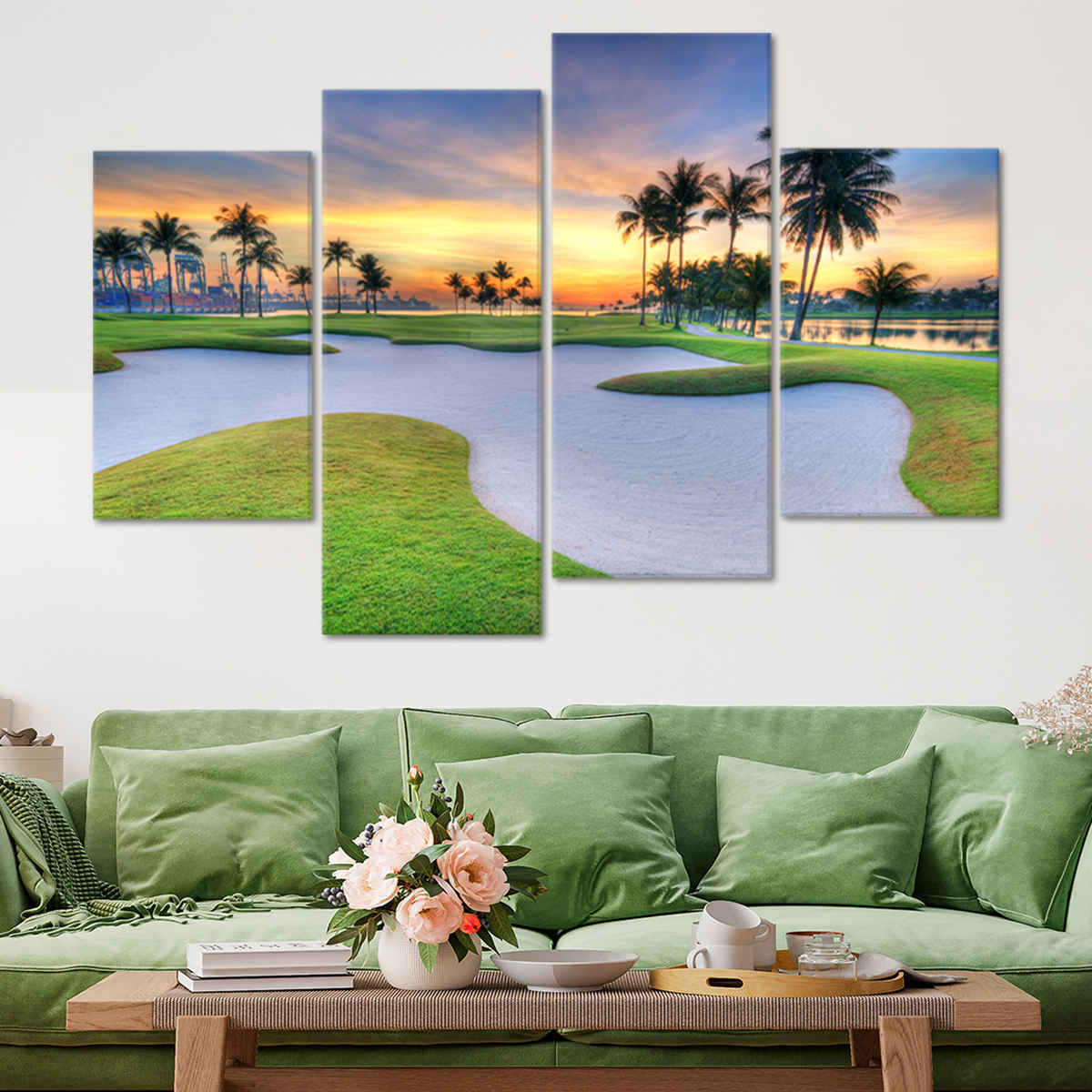 Large Canvas Print Panels Art Wall Paintings Hitting golf ball with club  on artificial grass against black Stretched Framed Wall Poster Picture on C 