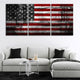 Grunge American flag on steel background Canvas Wall Art Set