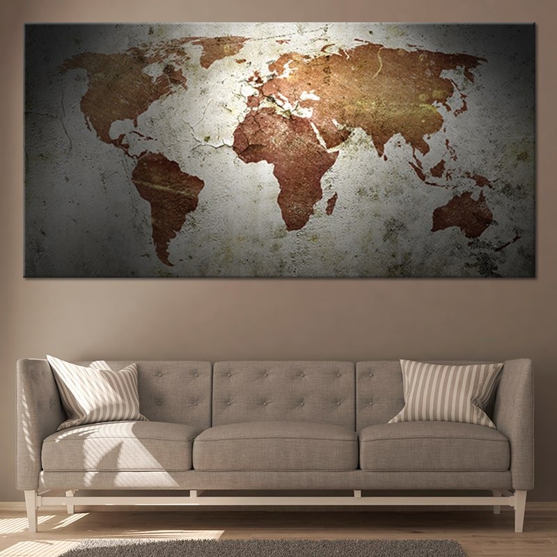 World Map Prints Wall Art