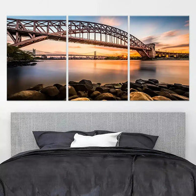 Hell Gate bridge At Sunset Wall Art-Stunning Canvas Prints