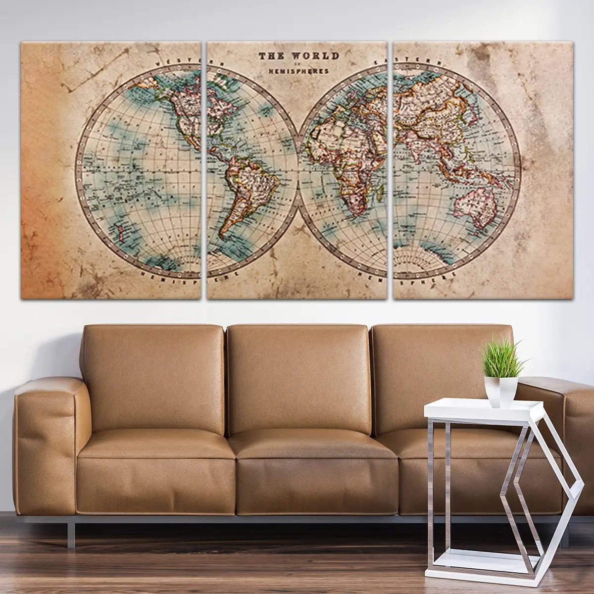 Hemispheres Map Wall Art-Stunning Canvas Prints