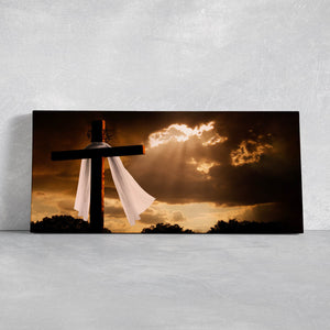 Modern Christian cross painting, faith canvas wall art, religious framed art.
