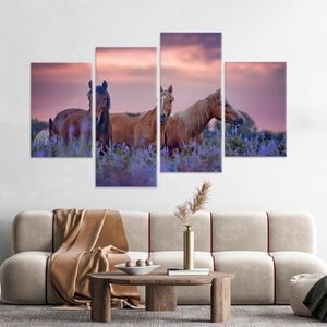 Flower Field Horses Wall Art Canvas-Stunning Canvas Prints