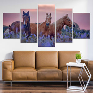 Flower Field Horses Wall Art Canvas-Stunning Canvas Prints