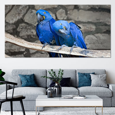 Hyacinth Macaw couple Multi Panel Canvas Wall Art 1 piece