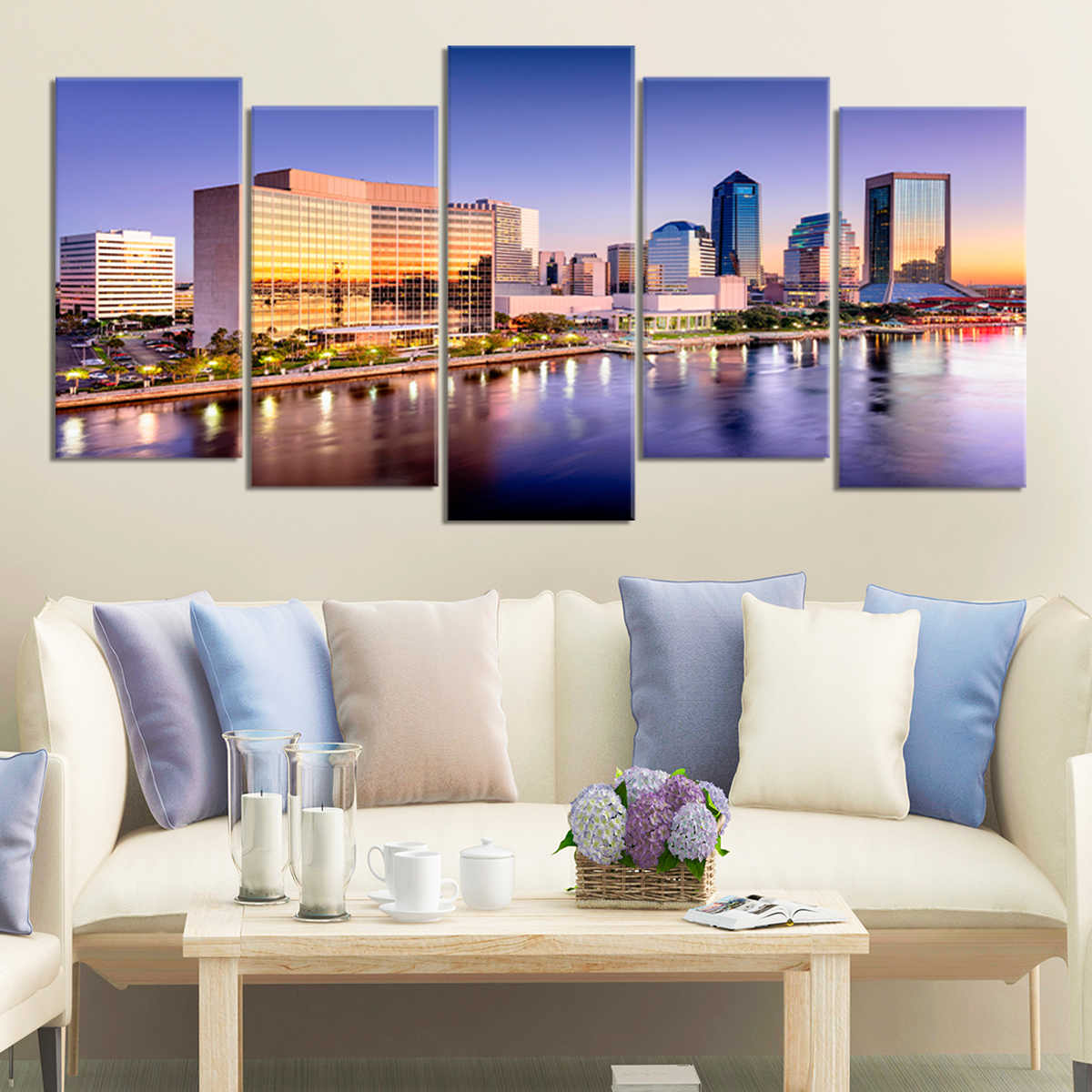 Jacksonville Skyline At Twilight Wall Art Canvas-Stunning Canvas Prints