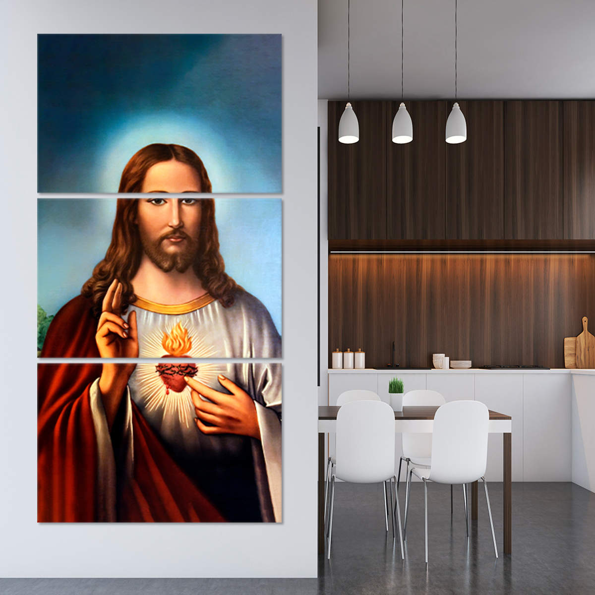 Christian artwork on canvas, Jesus Christ canvas art, faith print, framed sacred heart of Jesus