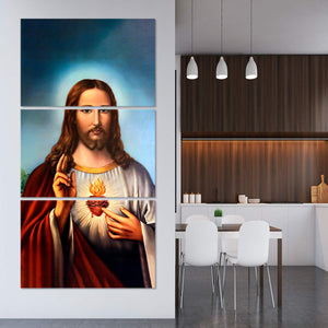 Christian artwork on canvas, Jesus Christ canvas art, faith print, framed sacred heart of Jesus