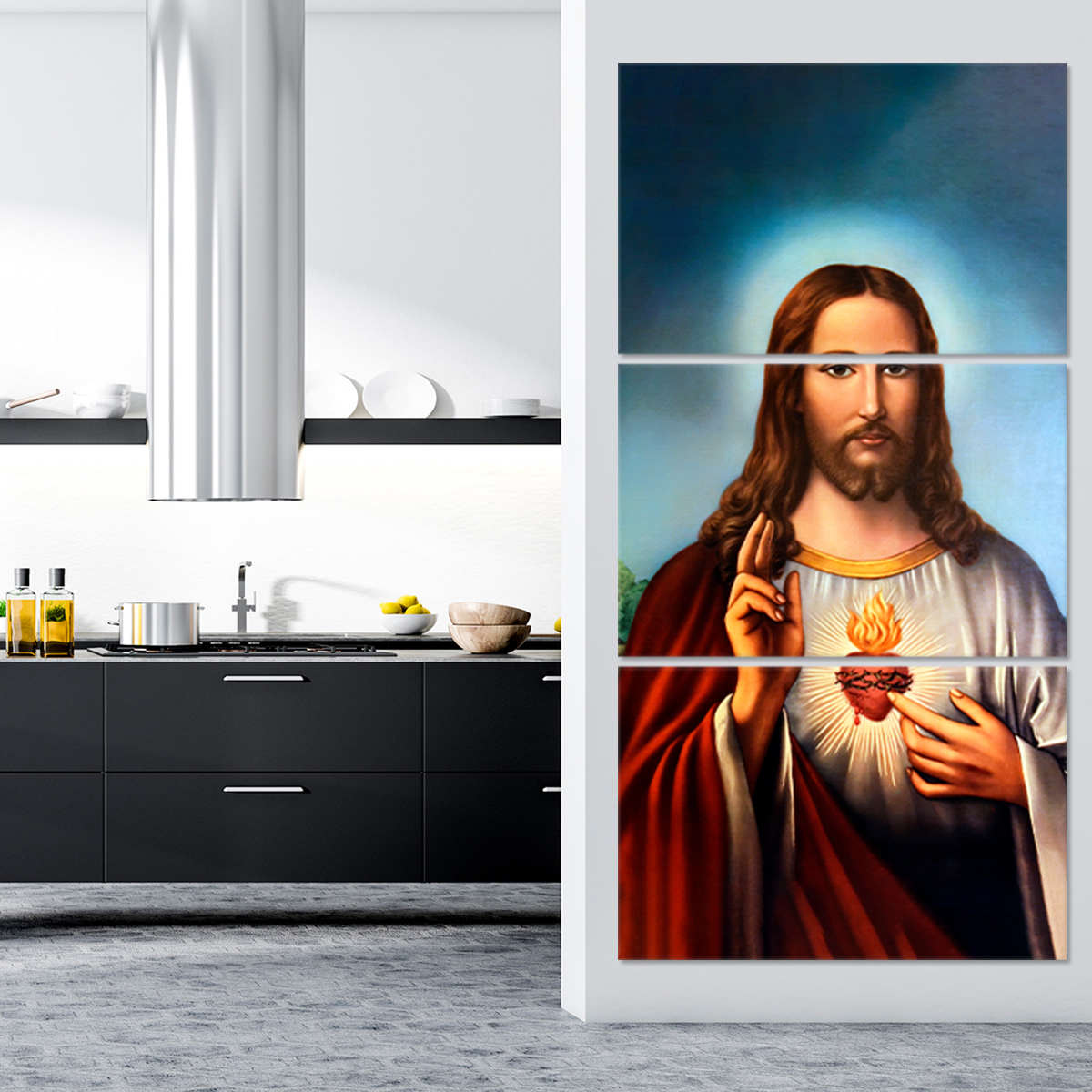 Sacred Heart Of Jesus Wall Art Christian wall decor, religious framed artwork, abstract Christian art, Jesus wall pictures