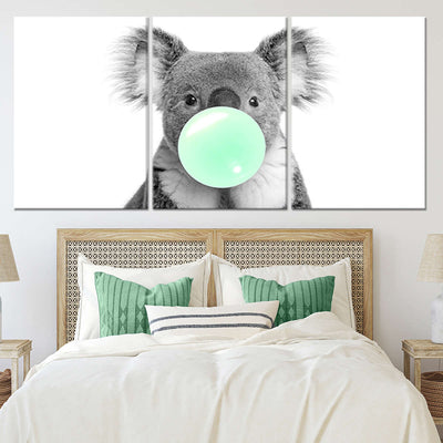 Koala Bear Chewing Green Gum Wall Art