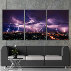 Lightning Skyline Wall Art Canvas-Stunning Canvas Prints