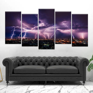 Lightning Skyline Wall Art Canvas-Stunning Canvas Prints