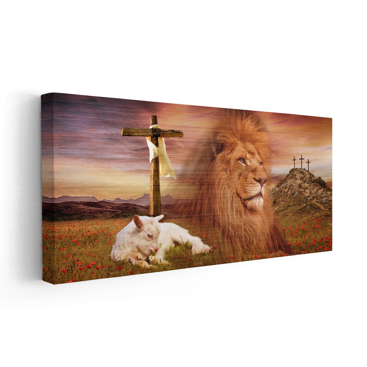 Lion Lamb And Jesus Canvas Wall Art