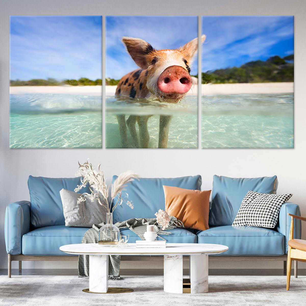 Swimming Pigs Wall Art Canvas-Stunning Canvas Prints