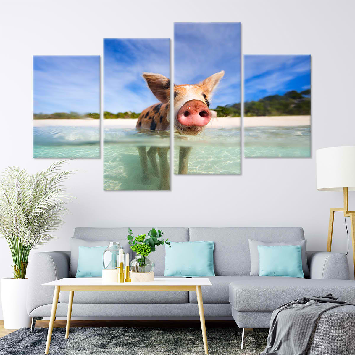 Swimming Pigs Wall Art Canvas-Stunning Canvas Prints