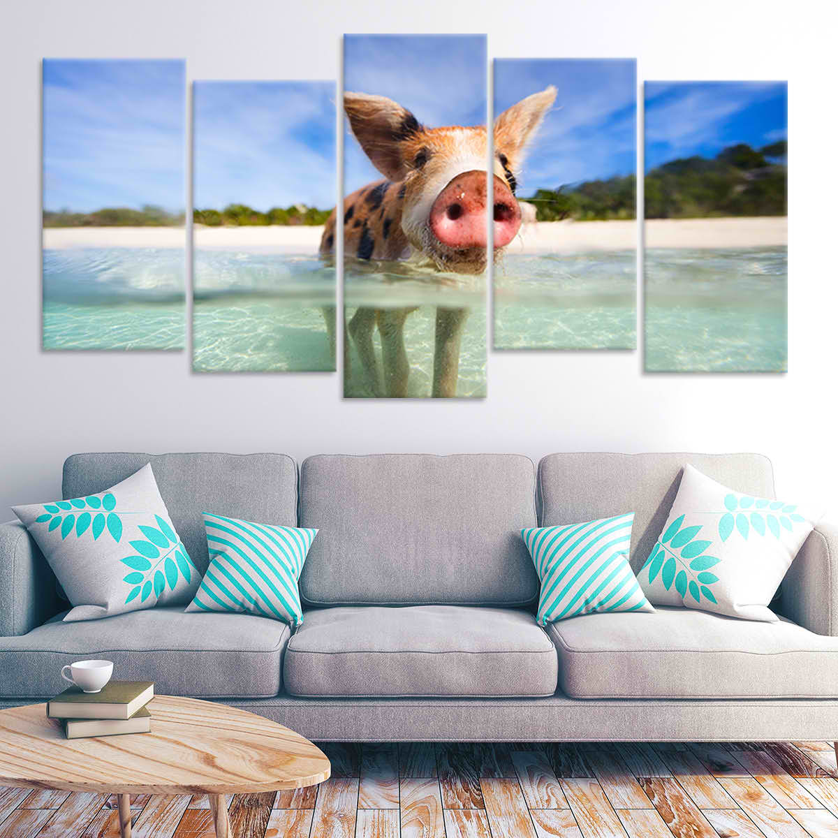 Swimming Pigs Wall Art Canvas-Stunning Canvas Prints