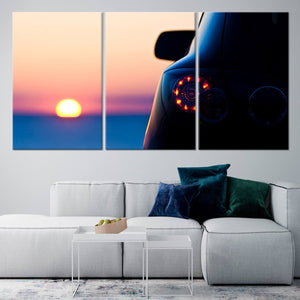 Car Silhouette at Sunset Wall Art-Stunning Canvas Prints